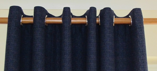 Blue eyelet curtains