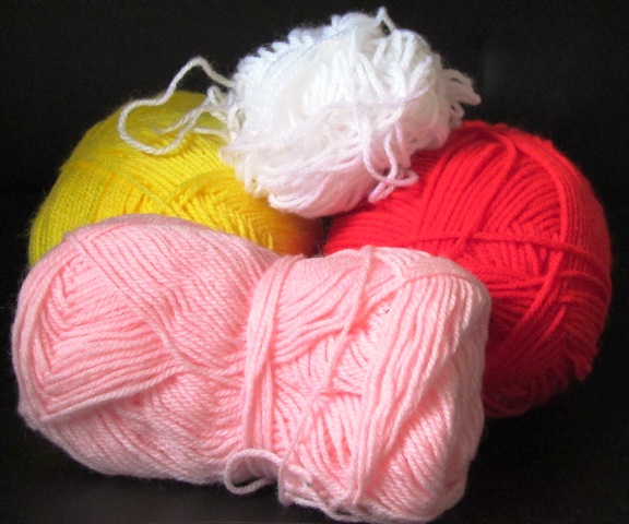 A group of knitting yarn