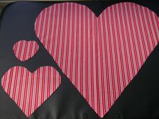 Heart shaped bits of fabric