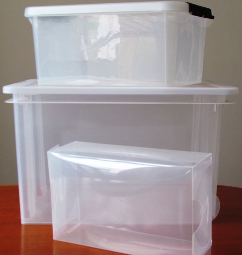 Stack of three storage boxes